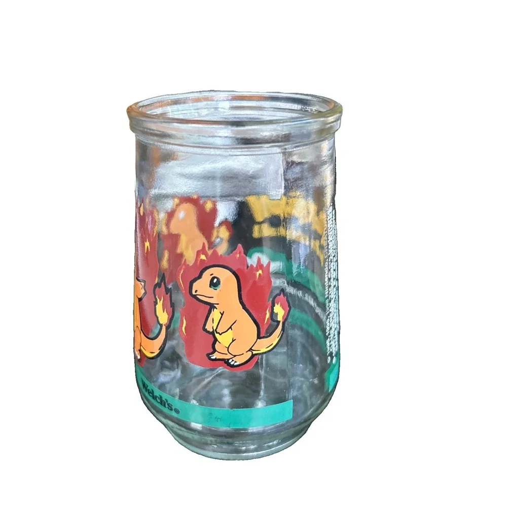 1999 Nintendo Pokemon #4 Charmander Vintage Game Freak Welchs Jelly Jar Cup &lid